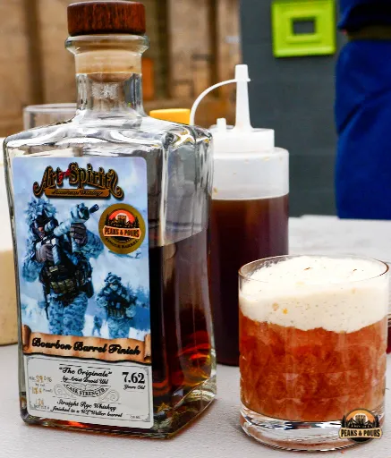 Peaks and Pours private barrel pick bottle with a mixed drink entry from the 2023 bartender competition