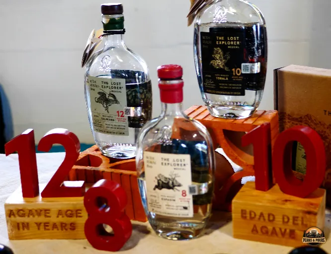 Lost Explorer Mezcal agave spirit tasting station showing agave age markers at Peaks and Pours 2023